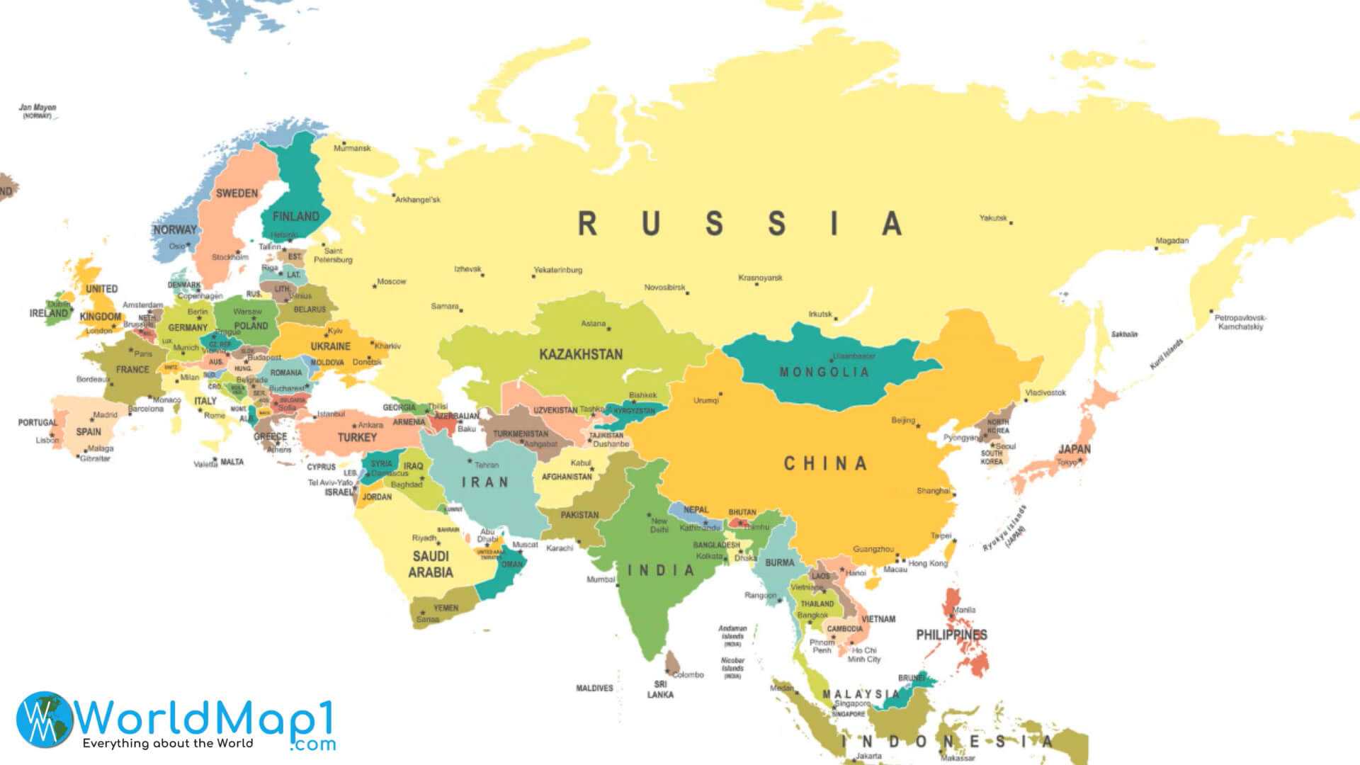 Karte von Russland mit Euroasien